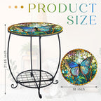 Outdoor Side Table Round Small Mosaic Patio Accent Indoor End Plant Coffee Tea - Image 3