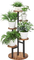 VECELO 5 Tier Plant Stand Indoor Outdoor, Tall Metal Wood Flower Shelf by VECELO