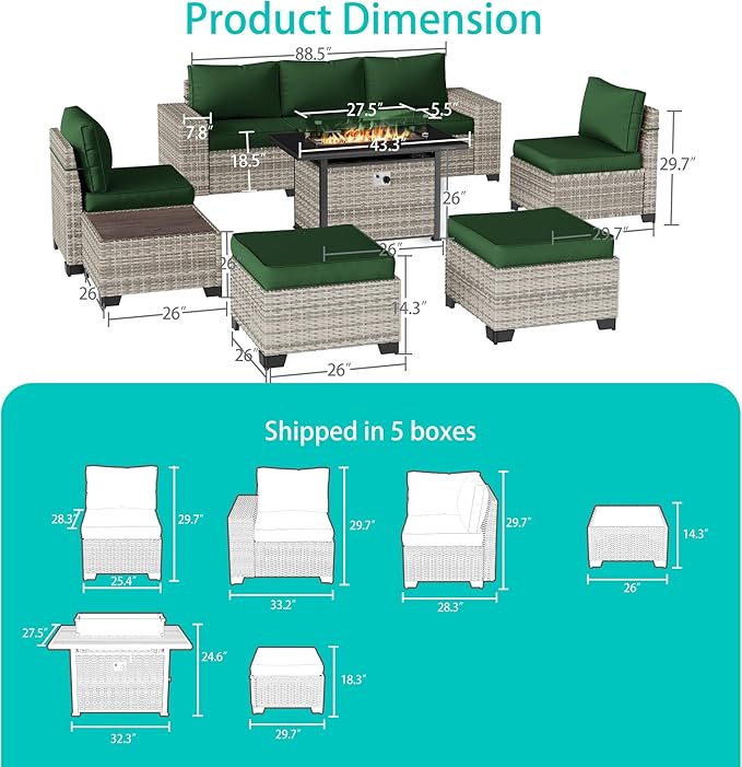 9-Piece Outdoor Patio Furniture Set - Image 2
