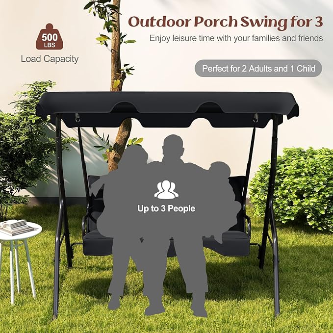 Tangkula 3 Person Porch Swing, Patio Swing - Image 3
