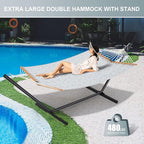 Two Person Hammock with Stand for Outside Heavy Duty, Outdoor Patio Hammock - Image 2