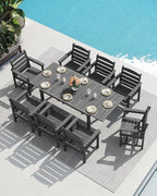 SERWALL 7-Piece Patio Dining Sets, All Weather HDPE Outdoor Furniture Set - Image 9