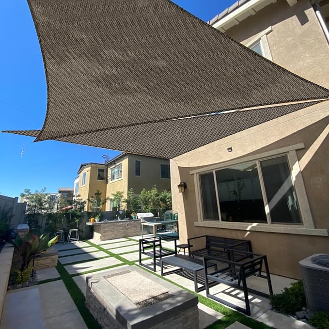 SUNLAX Sun Shade Sail 6' x 8' x 10' Brown Rectangle Canopy Sail Shade Cover UV by SUNLAX