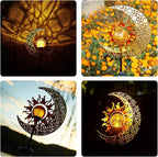 LICKLIP Garden Solar Lights Outdoor Decorative, Sun & Moon Crackle Glass Globe - Image 2