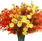 16 Bundles Artificial Plants Outdoor Fake Fall Flowers Mums by YIBUKIY