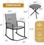 Shintenchi 3 Piece Outdoor Rocking Bistro Set, Textilene Fabric Small Patio - Image 6