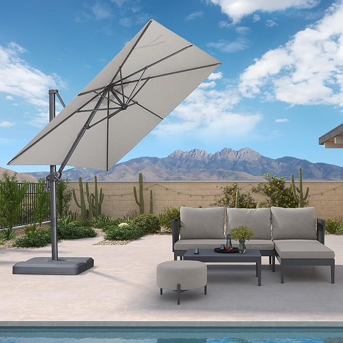 PURPLE LEAF Patio Umbrella 8' X 8' Rectangle Cantilever Umbrella Large Aluminum by Unknown