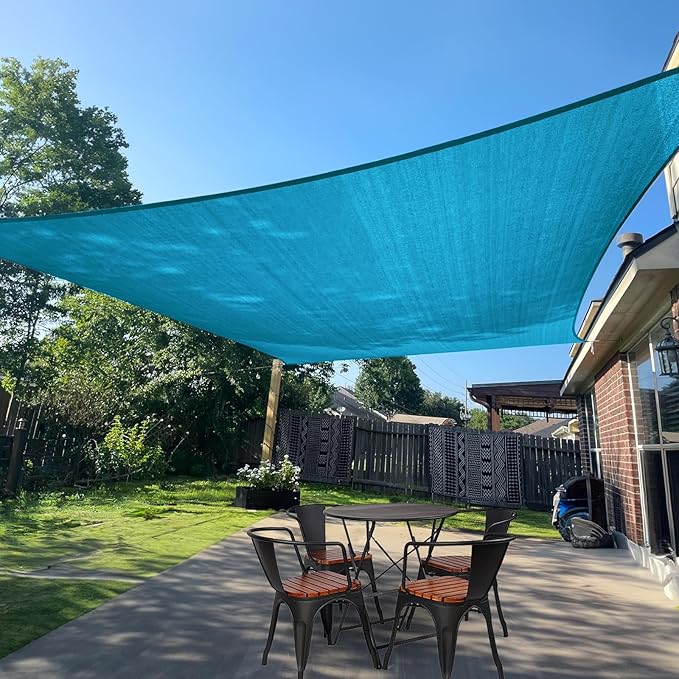 SUNLAX Sun Shade Sail 8' x 10' Turquoise Blue Rectangle Canopy Sail Shade Cover by SUNLAX