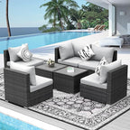 NICESOUL 7 Pieces Comfy 29.3'' High Back Outdoor Furniture Sofa Set, Extra - Image 2