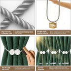 Hion Magnetic Curtain Tiebacks Grey 2pcs, Curtain Tiebacks Buckles Holdbacks - Image 4
