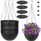 Foraineam 4 Pack Black Hanging Planters, 8.2 inch Hanging Flower Basket Planter - Image 2