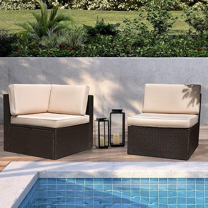 Devoko Patio Furniture Sofa Sets Outdoor All-Weather Sectional Corner Sofa and - Image 4