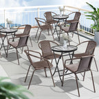 VINGLI PE Rattan Outdoor Dining Chairs Set of 1, Plastic Stackable Patio Chairs - Image 8