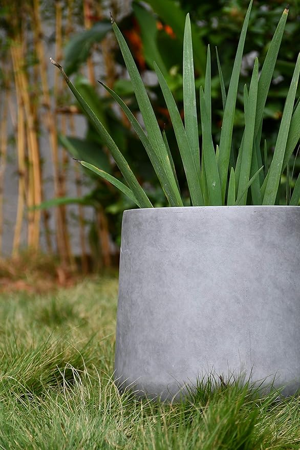 Kante 15.3" Dia Round Concrete Planter, Outdoor Indoor Large Plant Pots - Image 11