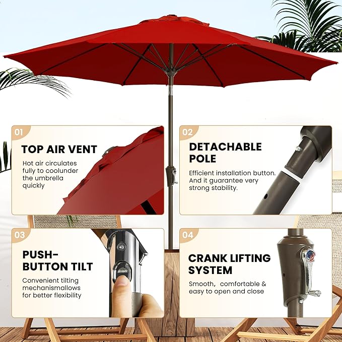 Ayge 9FT Large Outdoor Patio Umbrella Market Table Umbrella-UV Resistant - Image 2