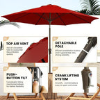 Ayge 9FT Large Outdoor Patio Umbrella Market Table Umbrella-UV Resistant - Image 2