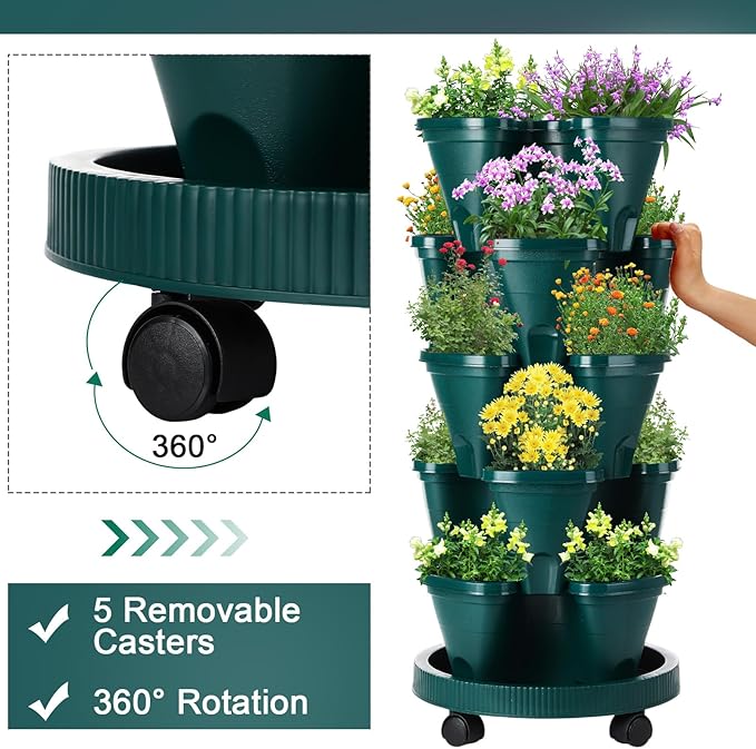 Umigy 2 Set 5 Tier Stackable Planters Vertical Garden Planters - Image 4