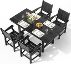 Pamapic 5-Piece Outdoor Dining Set, HDPE Outdoor Rectangular Table and 4 Chairs - Image 5