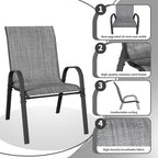 Patio Dining Chairs Set of 6, Outdoor Stackable Dining Chairs High Back - Image 4