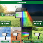 Solar Spot Lights Outdoor with 7 Lighting Modes RGB, 2 Pack Solar Color - Image 4