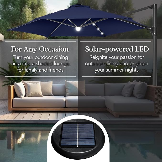 Best Choice Products 10ft Solar LED Offset Cantilever Hanging Market Patio - Image 4
