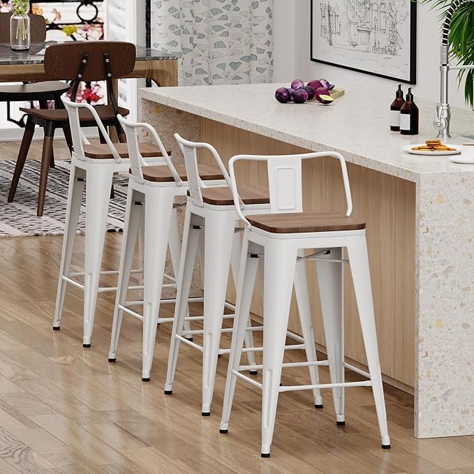 Yongchuang 26 inch Metal Bar Stools Set of 4 Counter Height Barstools Farmhouse - Image 7