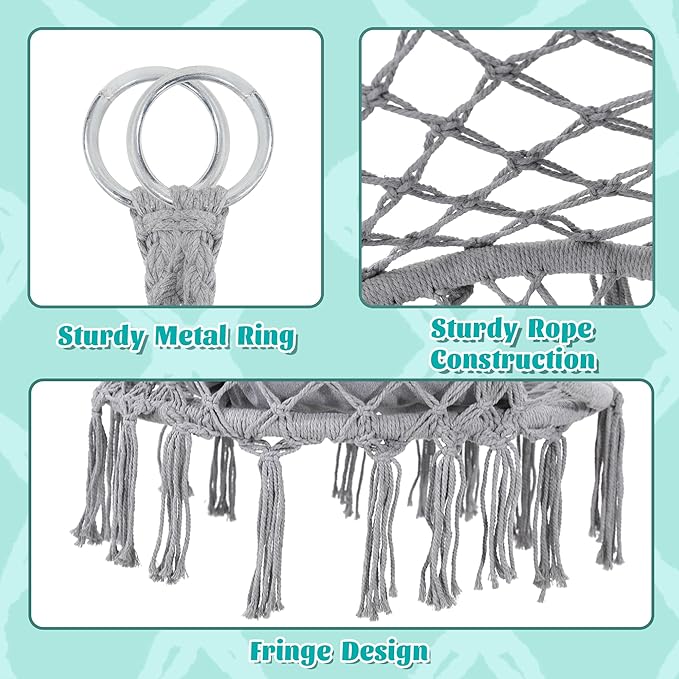 Macrame Hammock Hanging Swinging Chair - Image 4