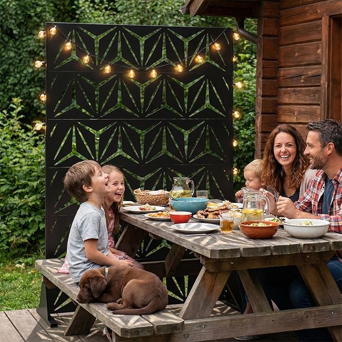 VINGLI Privacy Fence Panels, 72H’’ x 47W’’ Metal Privacy Screen Freestanding - Image 2