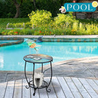 Outdoor Side Table Round Small Mosaic Patio Accent Indoor End Plant Coffee Tea - Image 5