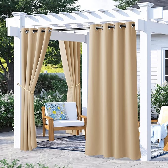 NICETOWN Outdoor Patio Curtains Waterproof Set of 2, Rustproof Stainless Steel - Image 7