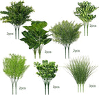 15Pcs Outdoor Artificial Plants UV Resistant Fake Plastic Greenery Spring Grass - Image 2