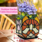 Stained Glass Orange Cat Planter, Indoor Flower Pots - Image 7