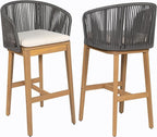 Christopher Knight Home Zax Set of 2 Patio Barstool, Acacia Wood & Rope Outdoor - Image 5