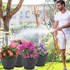 4 Pack 10 Inch Plant Pot for Outdoor Indoor, Plastic Flower Pots - Image 7