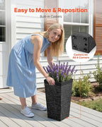 VEVOR Set of 2 Tall Planters for Outdoor Plants 23 inch, Modern Planters for - Image 4