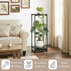 34" Tall Plant Stand Indoor, 2-Tier Modern Plant Shelf, Corner Flower Pot - Image 3