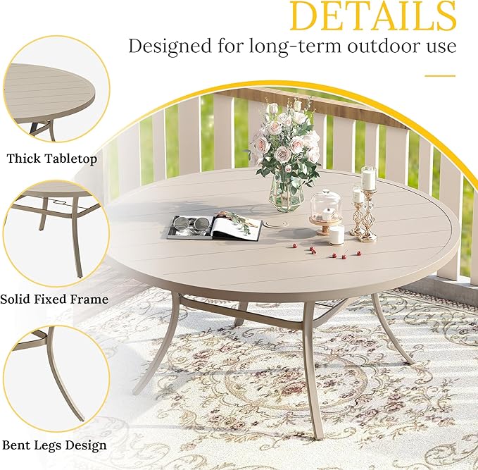 VICLLAX 63" Outdoor Round Patio Table - Image 4