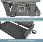 HDPE Porch Swing with 18/8 Stainless Steel Bolts, Ergonomic Design, Ultra - Image 5