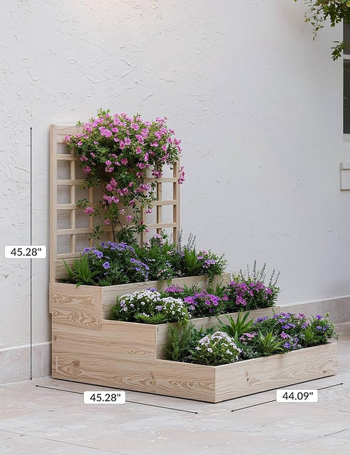 3-Tier Elevated Garden Planter, Wooden Vertical Raised Bed - Image 2