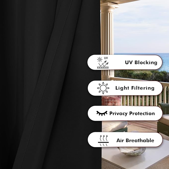 BONZER Outdoor Curtains for Patio Waterproof Thick Privacy Extra Wide Grommet - Image 4