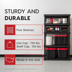 IRIS USA 5-Shelf Heavy Duty Plastic Storage Shelves, 750lb Capacity, Large - Image 6