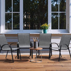 Flamaker Patio Chairs Stackable Dining Chairs Set of 4 Metal and Teslin Outdoor - Image 2