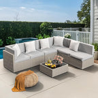 Pamapic 7-Piece Outdoor Sectional Furniture Set, All-Weather Wicker Patio Sofa - Image 2