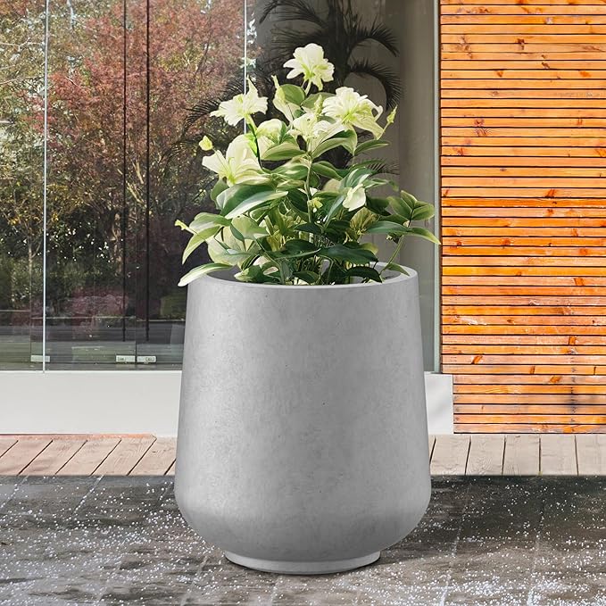 Kante 11.6" Dia Round Concrete Planter, Outdoor Indoor Large Plant Pots - Image 8