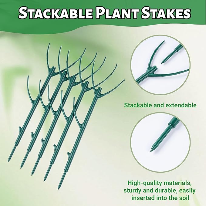 10 Pack Adjustable Plant Support Stakes, Stackable Plant Support Pole - Image 5