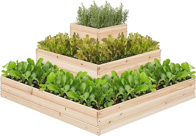 Yaheetech 3 Tier Wooden Raised Garden Bed 44.5'' L×44.5″ W×20.5″ H - Image 6