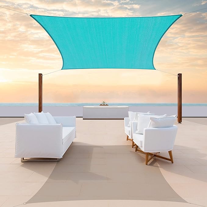 ColourTree TAPR1616 Custom Size 9' x 21' Turquoise Sun Shade Sail Canopy UV by ColourTree