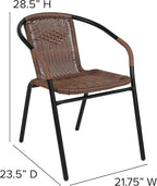 EMMA + OLIVER Set of 2 Modern Rattan Indoor/Outdoor Stack Chairs, Stacking - Image 2