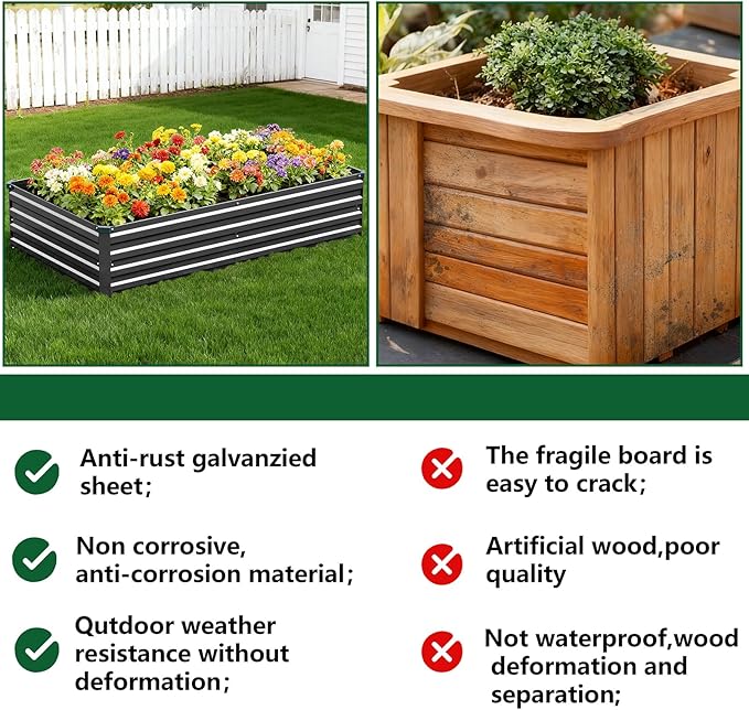 Vengarus 2 Pack 12x4x1FT Galvanized Raised Garden Bed Kit, Outdoor Metal - Image 7
