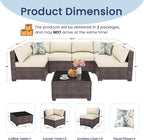 7 Piece Outdoor Patio Furniture Set, Outdoor Sectional Furniture, Rattan & - Image 6